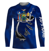Load image into Gallery viewer, New York Flag 3D Fish Hook UV Protection Custom Long Sleeve performance Fishing Shirts IPHW500