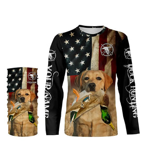 Personalized Labrador Retriever Duck Hunting Dogs American flag Shirts, yellow Labs Bird dog FSD3866