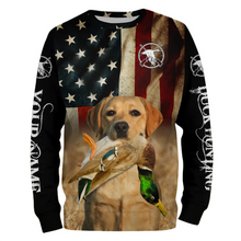 Load image into Gallery viewer, Personalized Labrador Retriever Duck Hunting Dogs American flag Shirts, yellow Labs Bird dog FSD3866