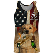 Load image into Gallery viewer, Personalized Labrador Retriever Duck Hunting Dogs American flag Shirts, yellow Labs Bird dog FSD3866