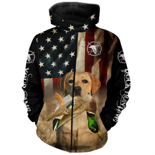 Load image into Gallery viewer, Personalized Labrador Retriever Duck Hunting Dogs American flag Shirts, yellow Labs Bird dog FSD3866