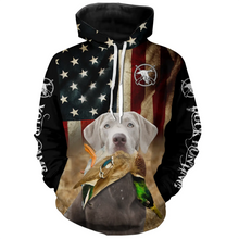 Load image into Gallery viewer, Personalized Silver Labrador Retriever Duck Hunting Dogs American flag Shirts, Hunting gifts FSD3867