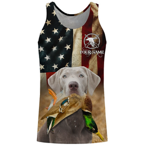 Personalized Silver Labrador Retriever Duck Hunting Dogs American flag Shirts, Hunting gifts FSD3867