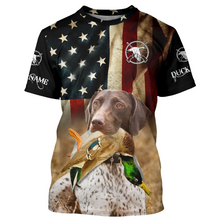 Load image into Gallery viewer, Personalized German Shorthaired Pointer Duck Hunting Dogs American flag Shirts, Hunting gifts FSD3869