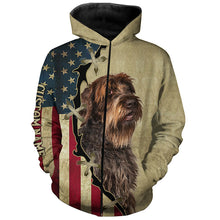 Load image into Gallery viewer, Wirehaired Pointing Griffon American flag T-shirt, Hoodie, Long sleeve Shirt, custom Dog lover Shirt FSD3979