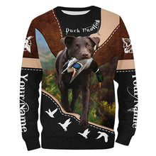 Load image into Gallery viewer, Chocolate Labs Duck Hunting with dog Custom Name all over print Shirts for Duck Hunters, Hunting gift FSD4107