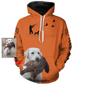 Custom Photo of Hunting Dog orange shirts for Bird Hunters FSD3914