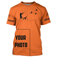 Load image into Gallery viewer, Custom Photo of Hunting Dog orange shirts for Bird Hunters FSD3914