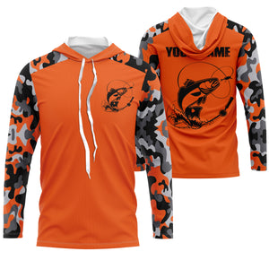 Custom Name Redfish Fishing Camouflage Orange Performance Fishing Shirt, Redfish Fishing Jerseys FSD2477