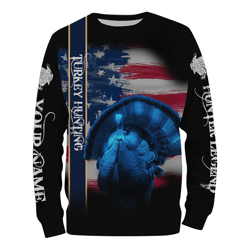 Turkey Hunting American flag Custom Name 3D All over print Shirts, USA 4th of July hunting gifts FSD3718