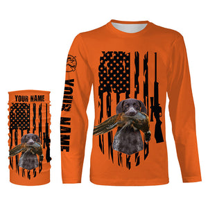 American Hunting flag Pheasant hunting with dog German Shorthaired Pointer Orange Custom Name Shirts FSD4043