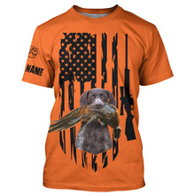 Load image into Gallery viewer, American Hunting flag Pheasant hunting with dog German Shorthaired Pointer Orange Custom Name Shirts FSD4043