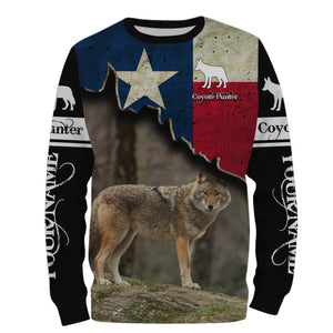 Coyote Hunting Texas flag Custom Name 3D All over print Shirts - Personalized Coyote Hunting gifts FSD3056