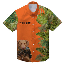 Load image into Gallery viewer, Custom Name Tropical Leaves Hawaiian Shirts With Many Hunting Dog Breeds to Choose, Personalized Gifts FSD4182