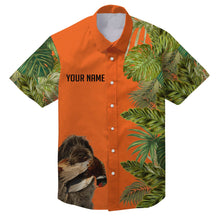 Load image into Gallery viewer, Custom Name Tropical Leaves Hawaiian Shirts With Many Hunting Dog Breeds to Choose, Personalized Gifts FSD4182