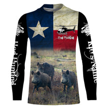 Load image into Gallery viewer, Helicopter Hog Hunting Texas Flag Custom Name 3D All over printed Shirts, Personalized Hunting Gifts FSD3067