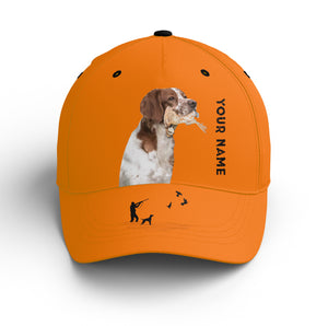 Bobwhite Quail Hunting Blaze Orange Custom name Hat for Men, Choose hunting dog breeds FSD4005