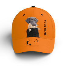 Load image into Gallery viewer, Bobwhite Quail Hunting Blaze Orange Custom name Hat for Men, Choose hunting dog breeds FSD4005