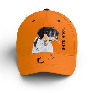 Bobwhite Quail Hunting Blaze Orange Custom name Hat for Men, Choose hunting dog breeds FSD4005