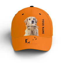 Load image into Gallery viewer, Bobwhite Quail Hunting Blaze Orange Custom name Hat for Men, Choose hunting dog breeds FSD4005