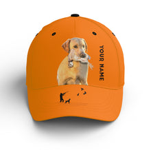 Load image into Gallery viewer, Bobwhite Quail Hunting Blaze Orange Custom name Hat for Men, Choose hunting dog breeds FSD4005