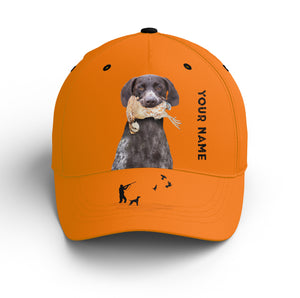 Bobwhite Quail Hunting Blaze Orange Custom name Hat for Men, Choose hunting dog breeds FSD4005