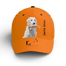 Load image into Gallery viewer, Bobwhite Quail Hunting Blaze Orange Custom name Hat for Men, Choose hunting dog breeds FSD4005