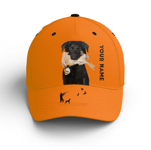 Bobwhite Quail Hunting Blaze Orange Custom name Hat for Men, Choose hunting dog breeds FSD4005