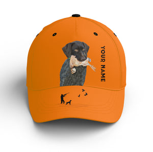 Bobwhite Quail Hunting Blaze Orange Custom name Hat for Men, Choose hunting dog breeds FSD4005