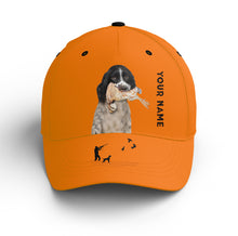 Load image into Gallery viewer, Bobwhite Quail Hunting Blaze Orange Custom name Hat for Men, Choose hunting dog breeds FSD4005