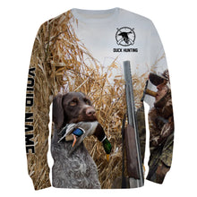 Load image into Gallery viewer, Duck hunting with Dog German wirehaired pointer Custom Name All over print Shirt, Duck hunting gifts FSD4009