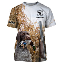 Load image into Gallery viewer, Duck hunting with Dog German wirehaired pointer Custom Name All over print Shirt, Duck hunting gifts FSD4009