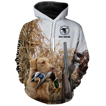 Load image into Gallery viewer, Duck hunting with Dog Chesapeake Bay Retriever Custom Name All over print Shirt, Duck hunting gifts FSD4011