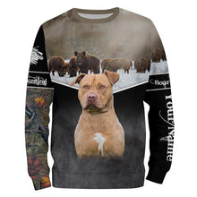 Load image into Gallery viewer, Terrier Pitbull Hog hunting with Dogs custom Name 3D All over printed Shirts, Hoodie FSD3857