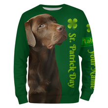 Load image into Gallery viewer, Dog St Patrick's day Shirts chocolate Labrador Retriever custom name All over printed T-shirt, Hoodie FSD3896
