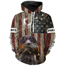 Load image into Gallery viewer, German Shorthaired Pointer dog Pheasant hunting Patriotic American flag custom Name all over print Shirts FSD4104