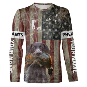 German Shorthaired Pointer dog Pheasant hunting Patriotic American flag custom Name all over print Shirts FSD4104