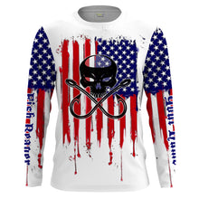 Load image into Gallery viewer, Fishing Hooks Skull Fish Reaper American Flag UV Protection Shirts, Patriotic Fishing Apparel - Personalized Gifts  FSD2258