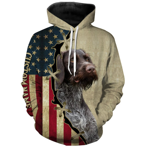 Deutsch Drahthaar American flag T-shirt, Hoodie, Long sleeve Shirt - Custom Dog lover Shirt FSD3945