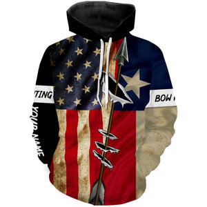 Archery Bowhunting USA and Texas flag custom Name All over printed Shirts, Hoodie - Personalized Gifts FSD3092