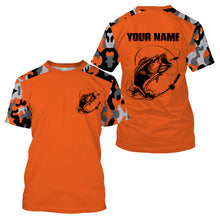 Load image into Gallery viewer, Custom Name Bass Fishing Camouflage Orange Performance Fishing Shirt, Bass Fishing Jerseys  FSD2272