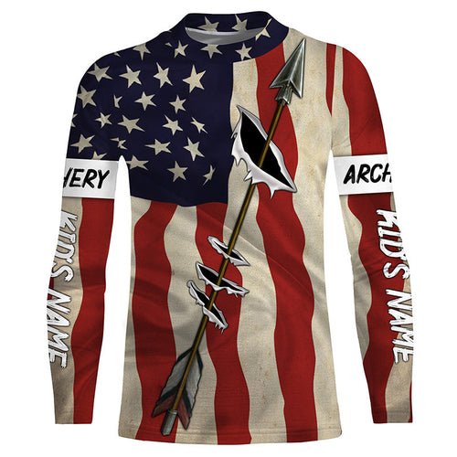 Archery Bow Hunting American flag custom Name 3D All over printed Shirts - Personalized Archers Gifts FSD3539