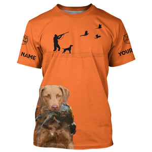 Chesapeake Bay Retriever Dog Pheasant Hunting Custom name Orange Shirts for Upland hunters FSD3954