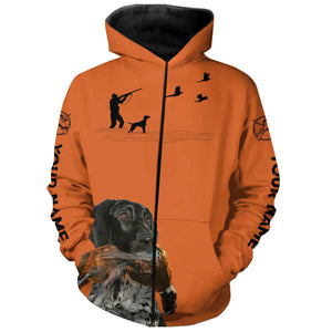 Black German Shorthaired Pointer Dog Pheasant Hunting Custom name Orange Shirts for Upland hunters FSD3958