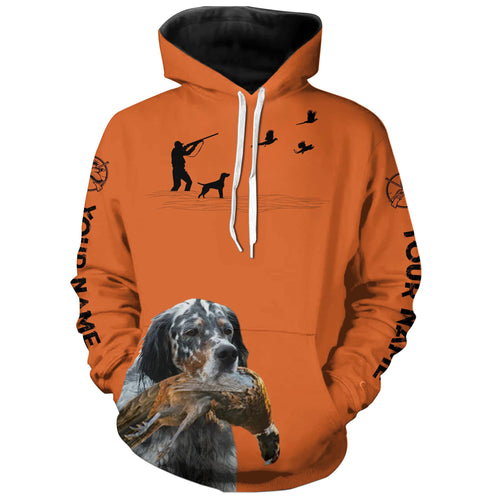 Llewellin Setter Dog Pheasant Hunting Custom name Orange Shirts for Upland hunters FSD4021