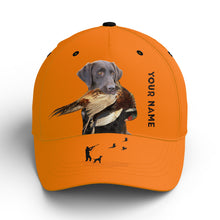 Load image into Gallery viewer, Hunting Dogs Pheasant Hunting Blaze Orange Custom Name Hat for Men, Choose hunting dog breeds FSD3967