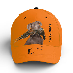 Hunting Dogs Pheasant Hunting Blaze Orange Custom Name Hat for Men, Choose hunting dog breeds FSD3967