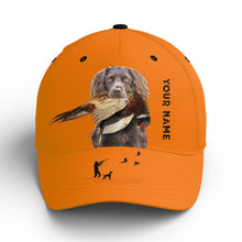 Load image into Gallery viewer, Hunting Dogs Pheasant Hunting Blaze Orange Custom Name Hat for Men, Choose hunting dog breeds FSD3967