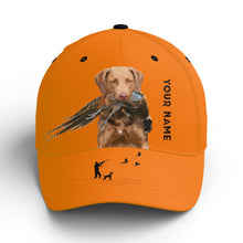 Load image into Gallery viewer, Hunting Dogs Pheasant Hunting Blaze Orange Custom Name Hat for Men, Choose hunting dog breeds FSD3967