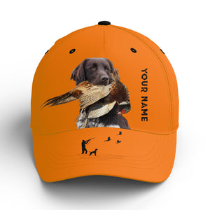 Hunting Dogs Pheasant Hunting Blaze Orange Custom Name Hat for Men, Choose hunting dog breeds FSD3967